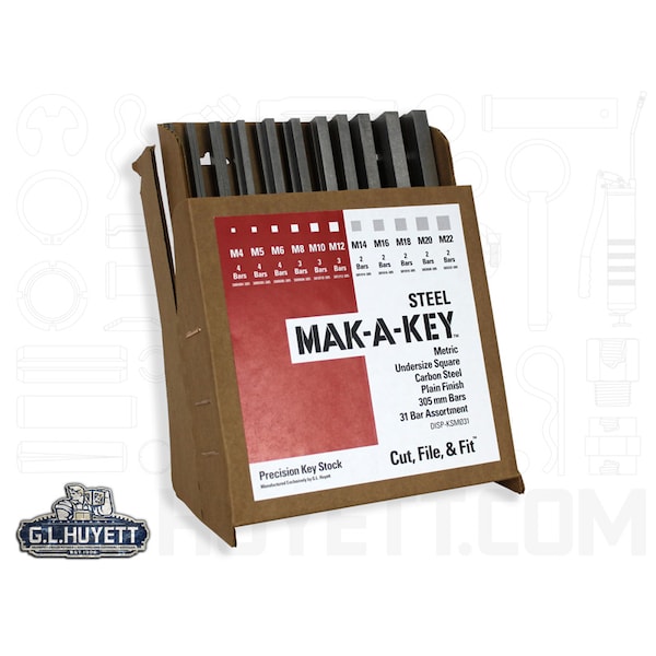 Huyett Undersized Key Stock Assortment, Plain DISPKSM031 Zoro